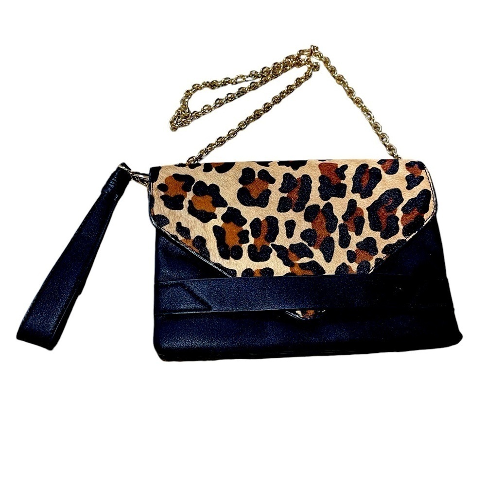 Animal Leopard Print Black and Brown Shoulder crossbody purse Kate Alex Cuffaro